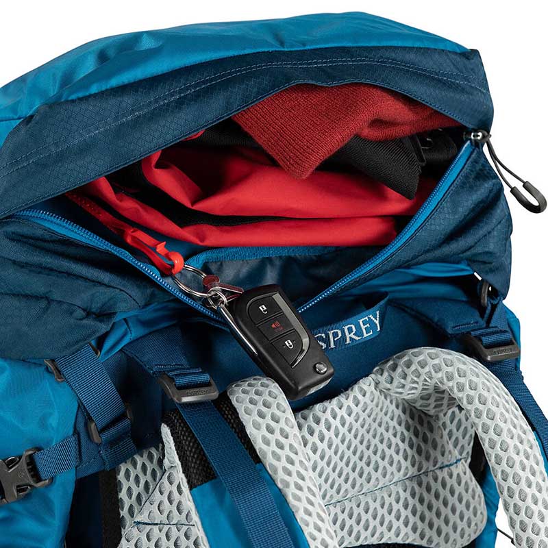 ants on the cap for attaching carabiners and carrying small objects
